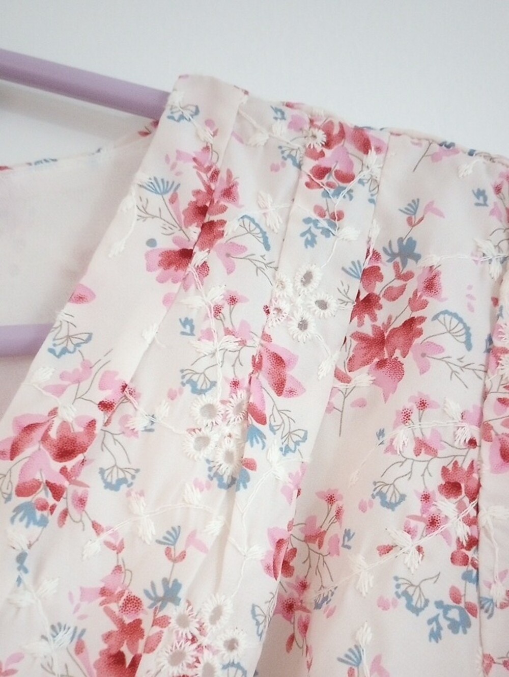 Sweet Lemon Floral Smocked Dress Cottagecore Eyelet Cream Pink Size S - Picture 9 of 11